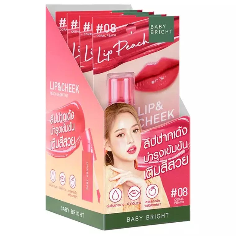 Baby Bright Lip & Cheek Peach Glow Tint #08 Coral Peach (2.4gm)