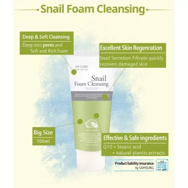 3W Clinic Snail Foam Cleansing (100ml)