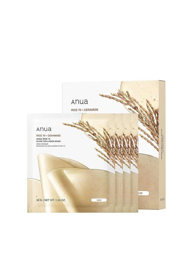 Anua Rice 70 Glow Collagen Mask 4ea