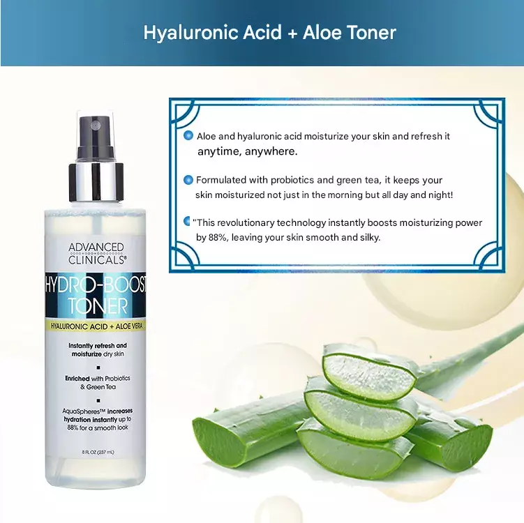 Advanced Clinicals Hydro-Boost Hyaluronic Acid + Aloe Vera Toner