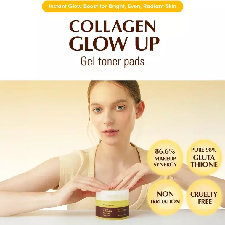 Eqqualberry Collagen Glow Up Gel Toner 60pads (140ml)