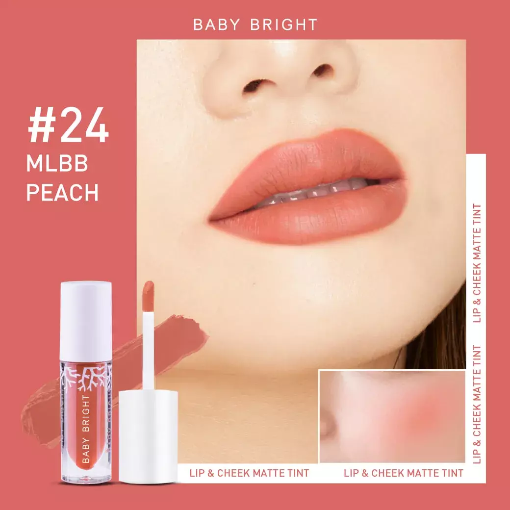 Baby Bright Lip & Cheek Matte Tint #24 MLBB PEACH (2.4g)
