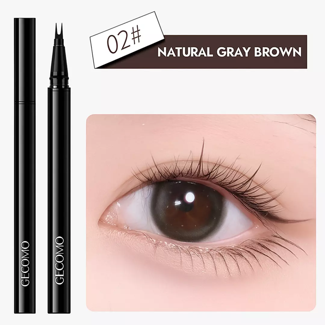 Gecomo Delicate Three-Dimensional Two-Claw Liquid Eyeliner #2 Natural Gray Brown (1ml)