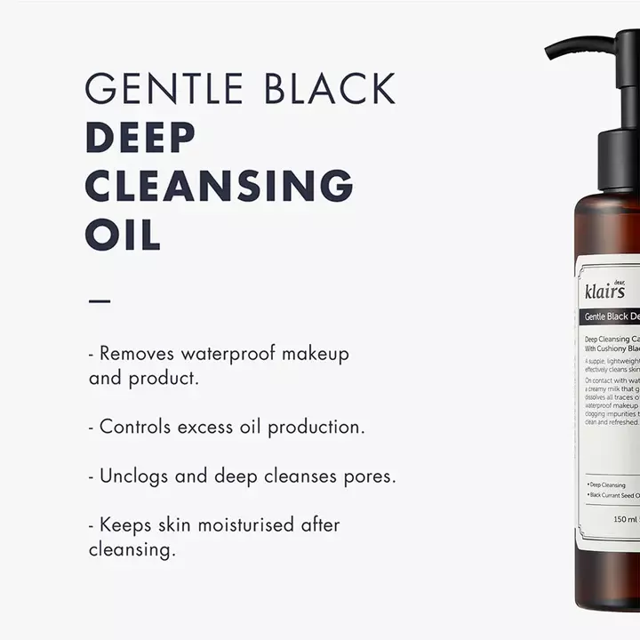 Dear Klairs Gentle Black Fresh Cleansing Oil with Gentle Black Cleansing Puff Set