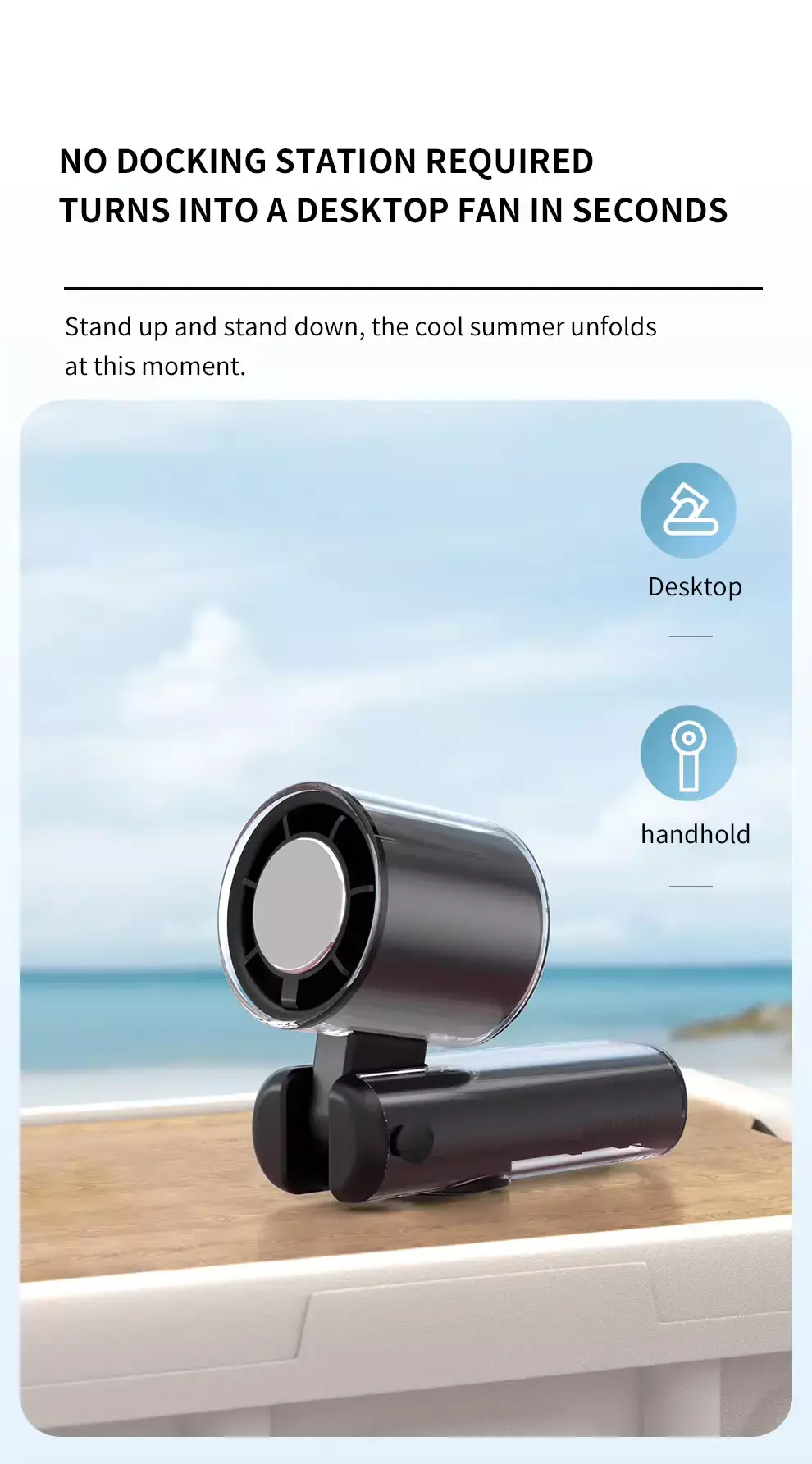 Blink Foldable Fan 4000mAh High Speed Portable Colorful Light Outdoor Fan-Black