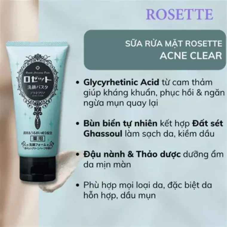 Rosette Facial Wash Pasta Acne Clear (120gm)