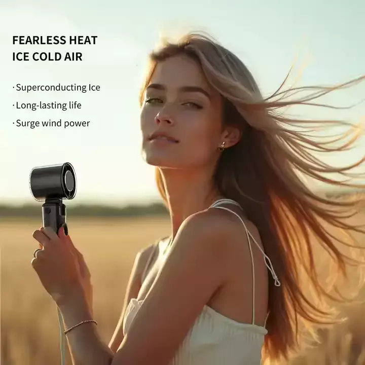 Blink Foldable Fan 4000mAh High Speed Portable Colorful Light Outdoor Fan-Black