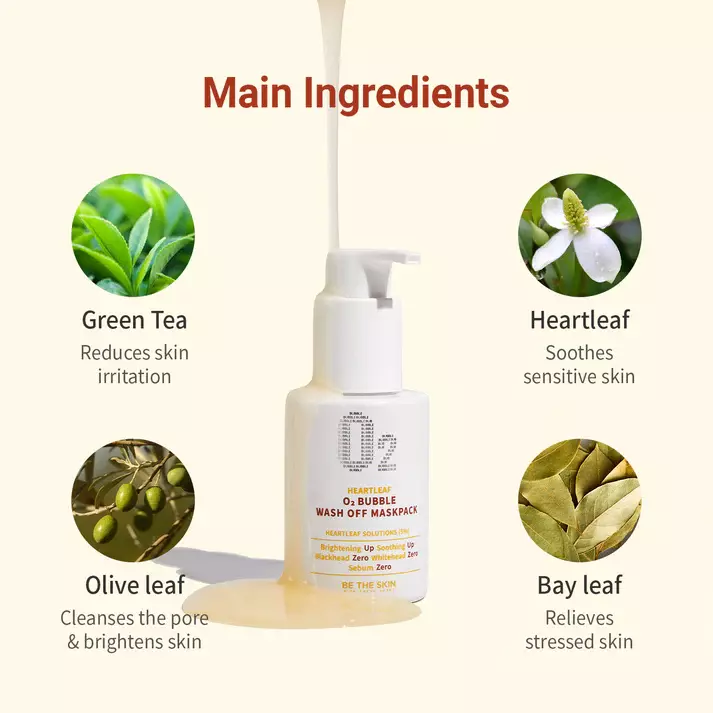 Be The Skin Heartleaf O2 Bubble Wash off Maskpack (120g)