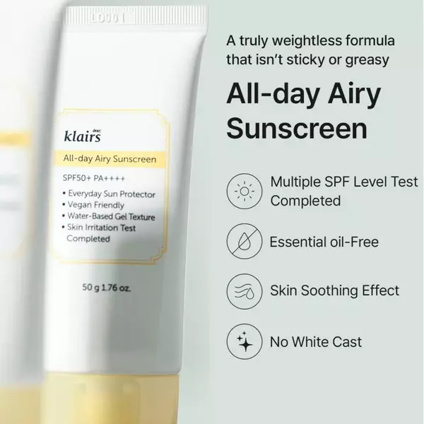 Dear Klairs All-day Airy Sunscreen SPF50+ PA++++