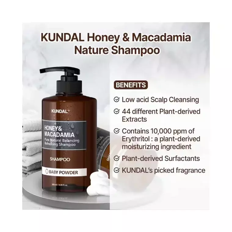 Kundal Honey & Macadamia Baby Powder Shampoo (500ml)