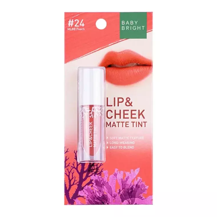 Baby Bright Lip & Cheek Matte Tint #24 Mlbb Peach (2.4gm)