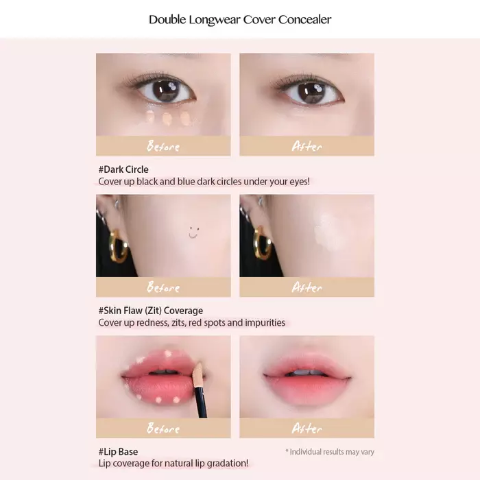 Peripera Double Longwear Cover Concealer - 01 Pure Ivory