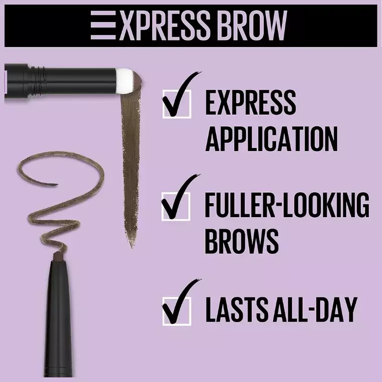 Maybelline New York Express Brow Duo Eyebrow 2-In-1 Pencil Pen #Black Brown Maybelline New York Express Brow Duo Eyebrow 2-In-1 Pencil Pen #Black Brown