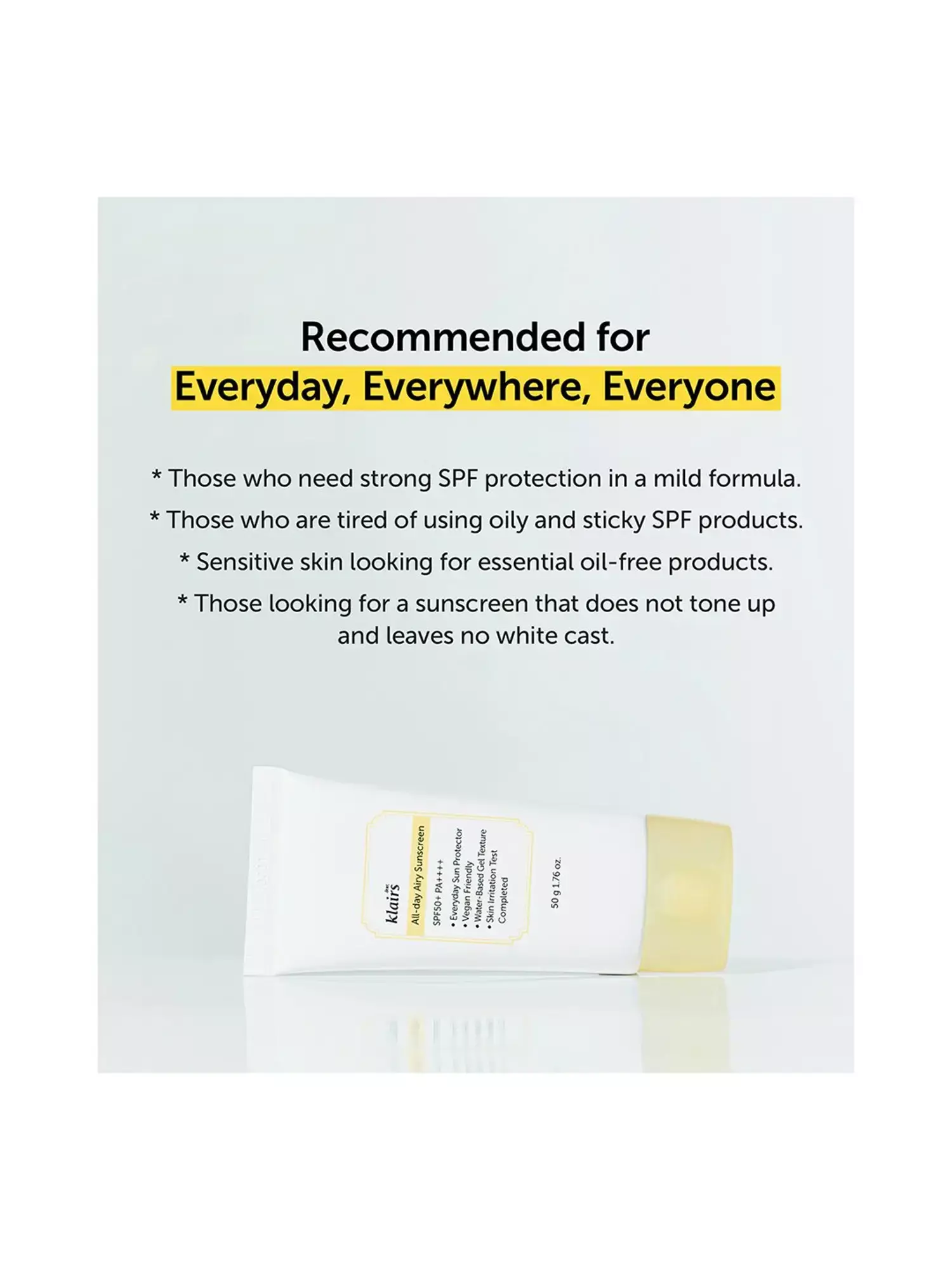 Dear Klairs All-day Airy Sunscreen SPF50+ PA++++