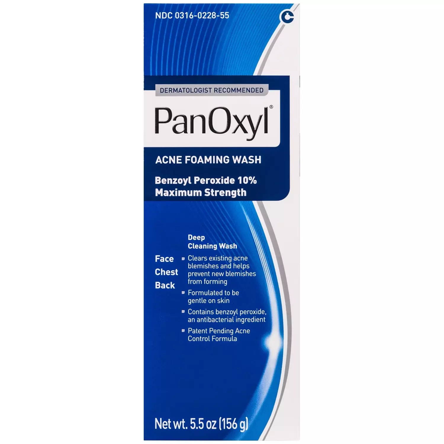PanOxyl Acne Foaming Wash Benzoyl Peroxide 10% Maximum Strength 156g