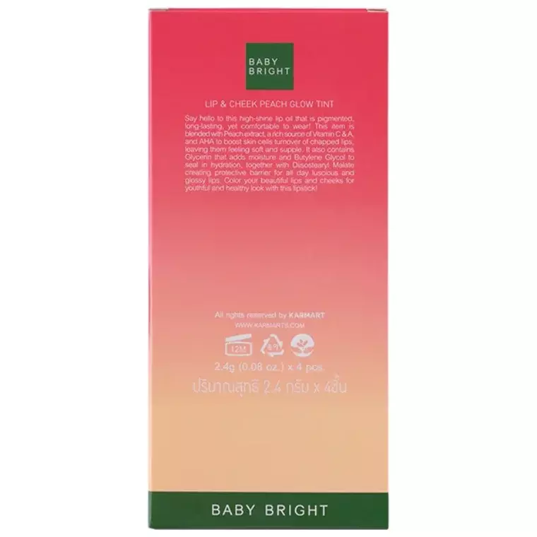 Baby Bright Lip & Cheek Peach Glow Tint #09 Pink Peach (2.4gm)