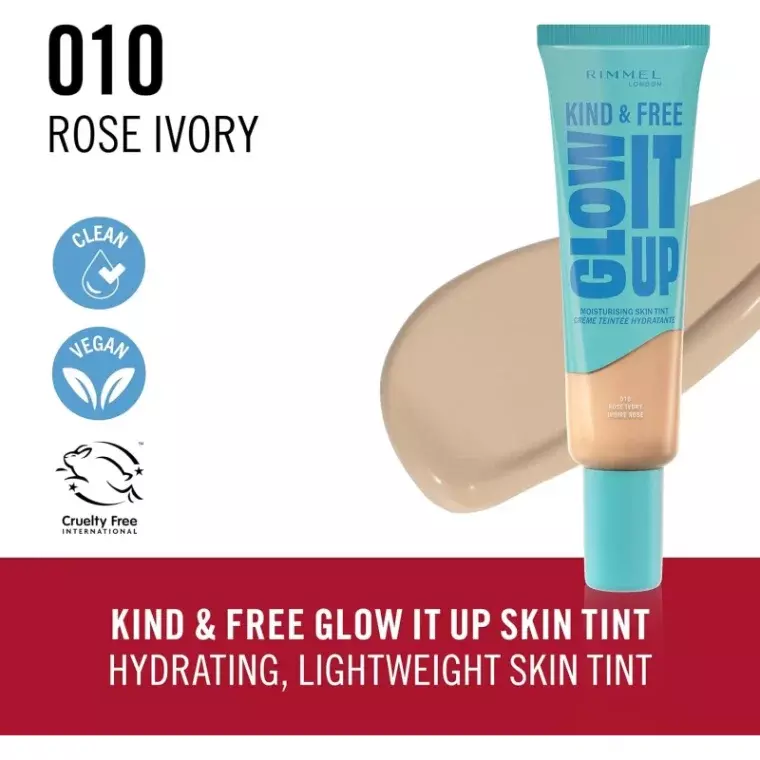 Rimmel London Kind & Free Glow It Up Moisturizing Skin Tint #010 Rose Ivory (30ml)