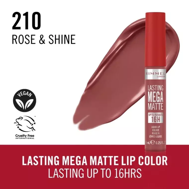 Rimmel London Lasting Mega Matte Liquid Lipstick #210 Rose & Shine (7.5ml )