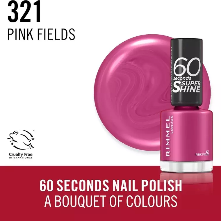 Rimmel London 60 Seconds Super Shine Nail Polish #321 Pink Fields (8ml)