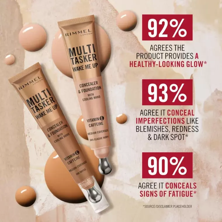 Rimmel Multi-Tasker Wake Me Up Foundation & Concealer #045 Classic Ivory (20ml)