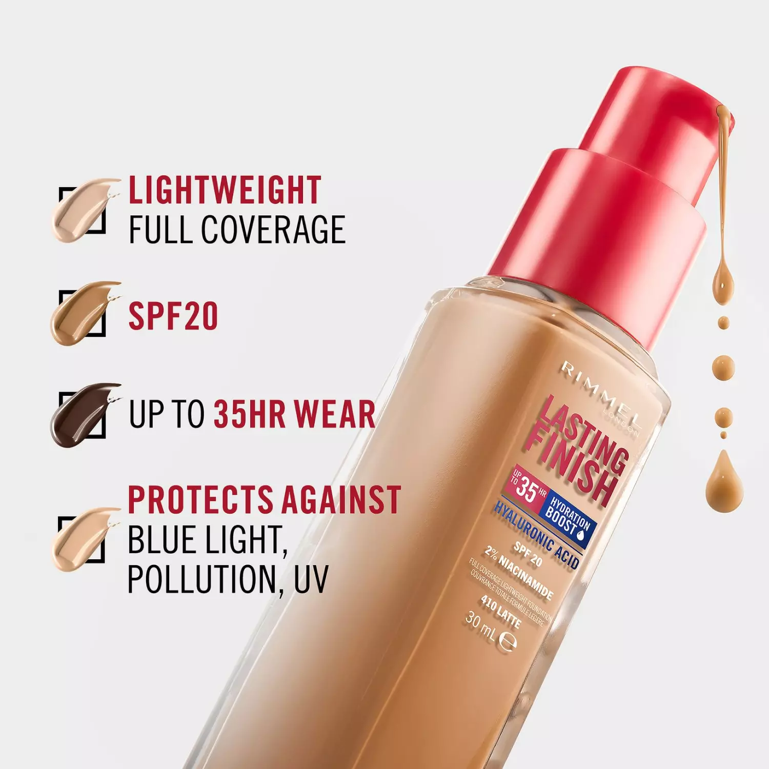 Rimmel London Lasting Finish Hydration Foundation - 210 Golden Beige (30ml)