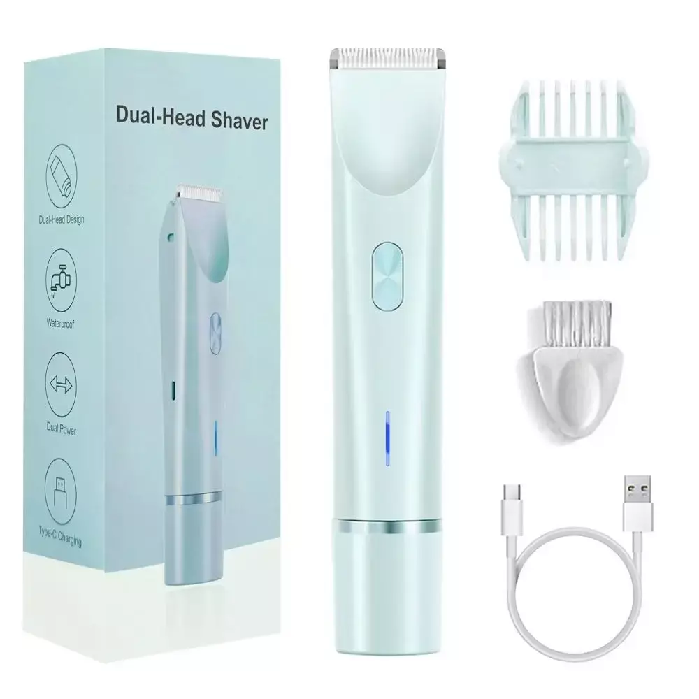 Blink Dual-Head Shaver Design Waterproof Hair Trimmer Remover# Light Green