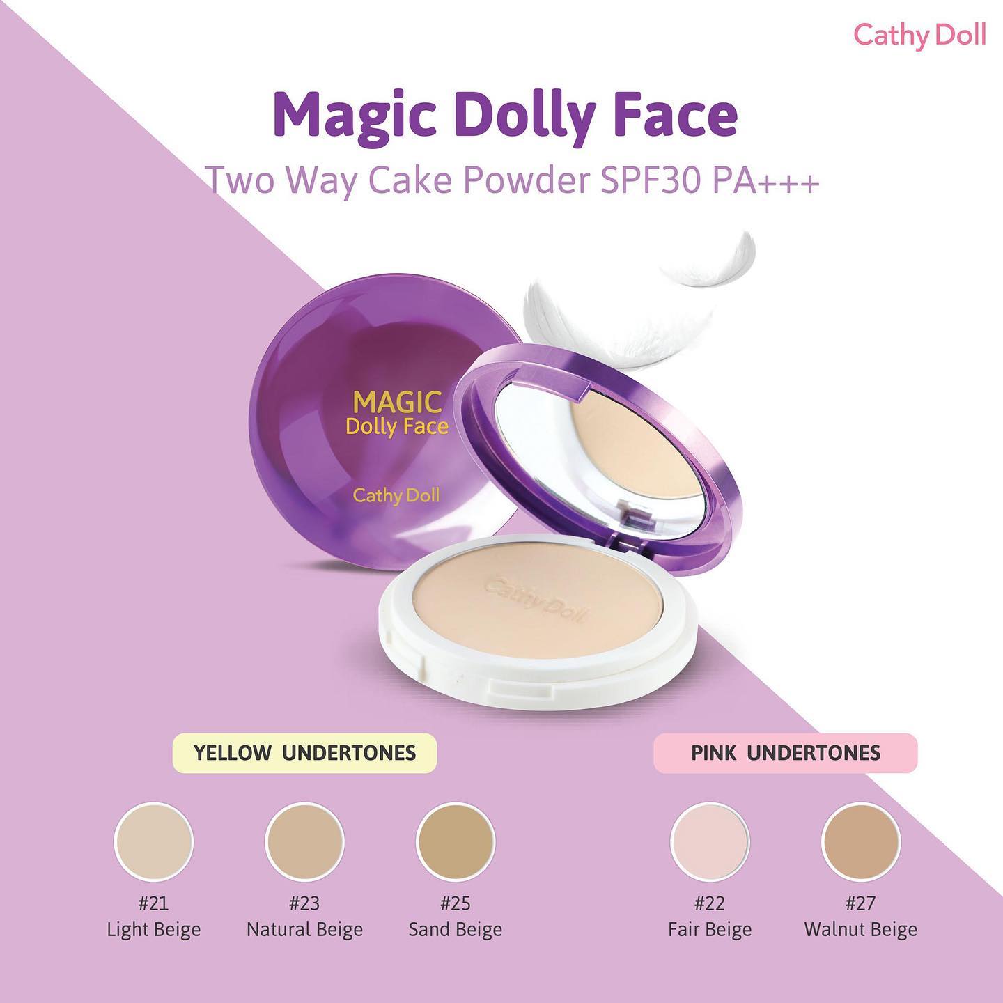 Cathy Doll Magic Dolly Face Two Way Cake Powder SPF30 PA+++ 21 LIGHT BEIGE