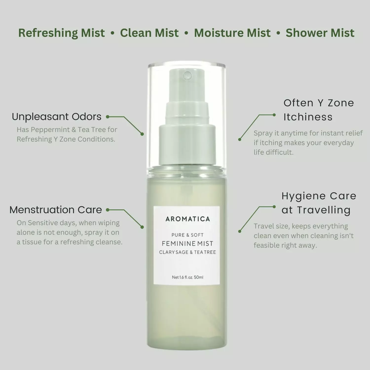 Aromatica Pure & Soft Feminine Mist Clary Sage & Tea Tree 50ml