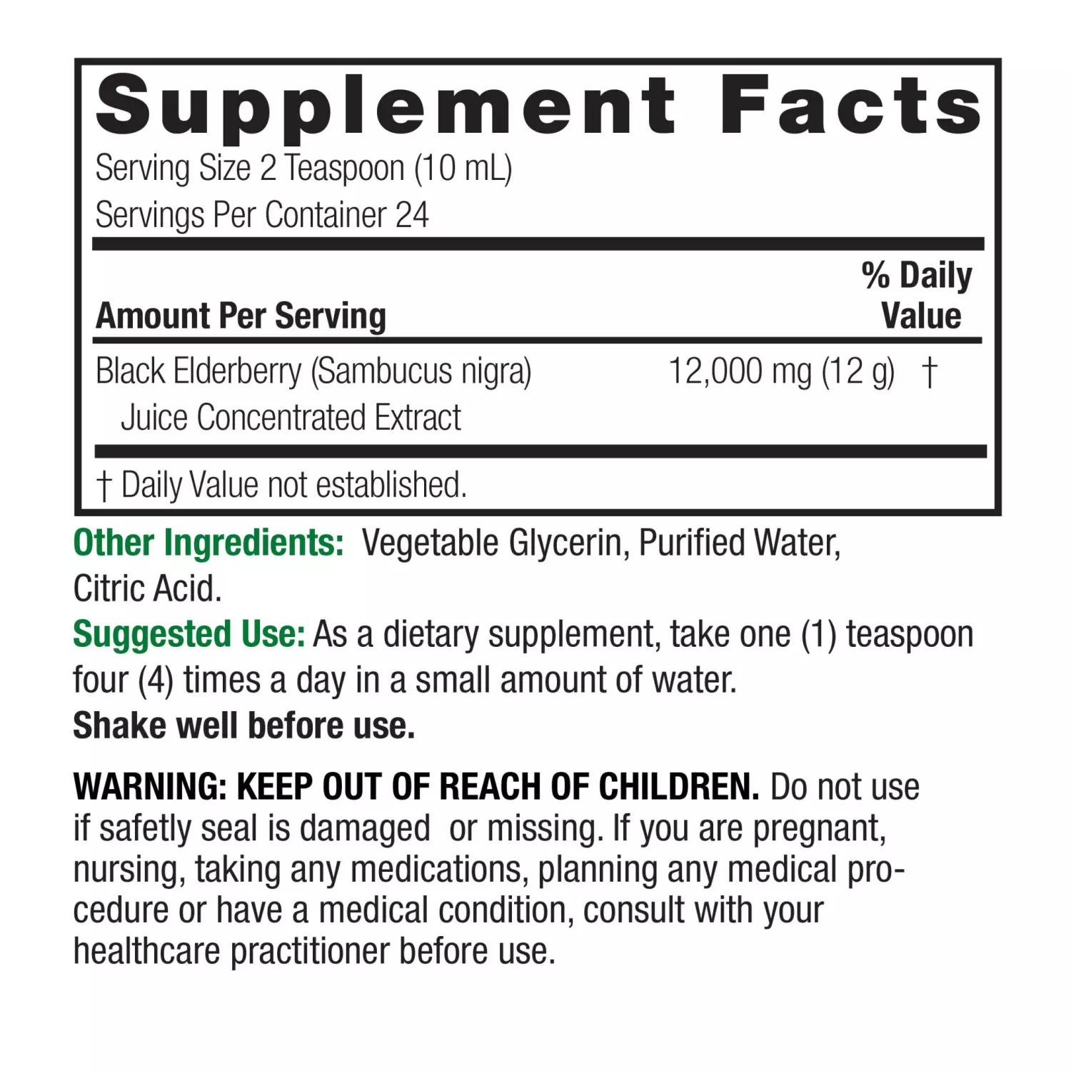Nature's Answer Sambucus Black Elderberry 240ml