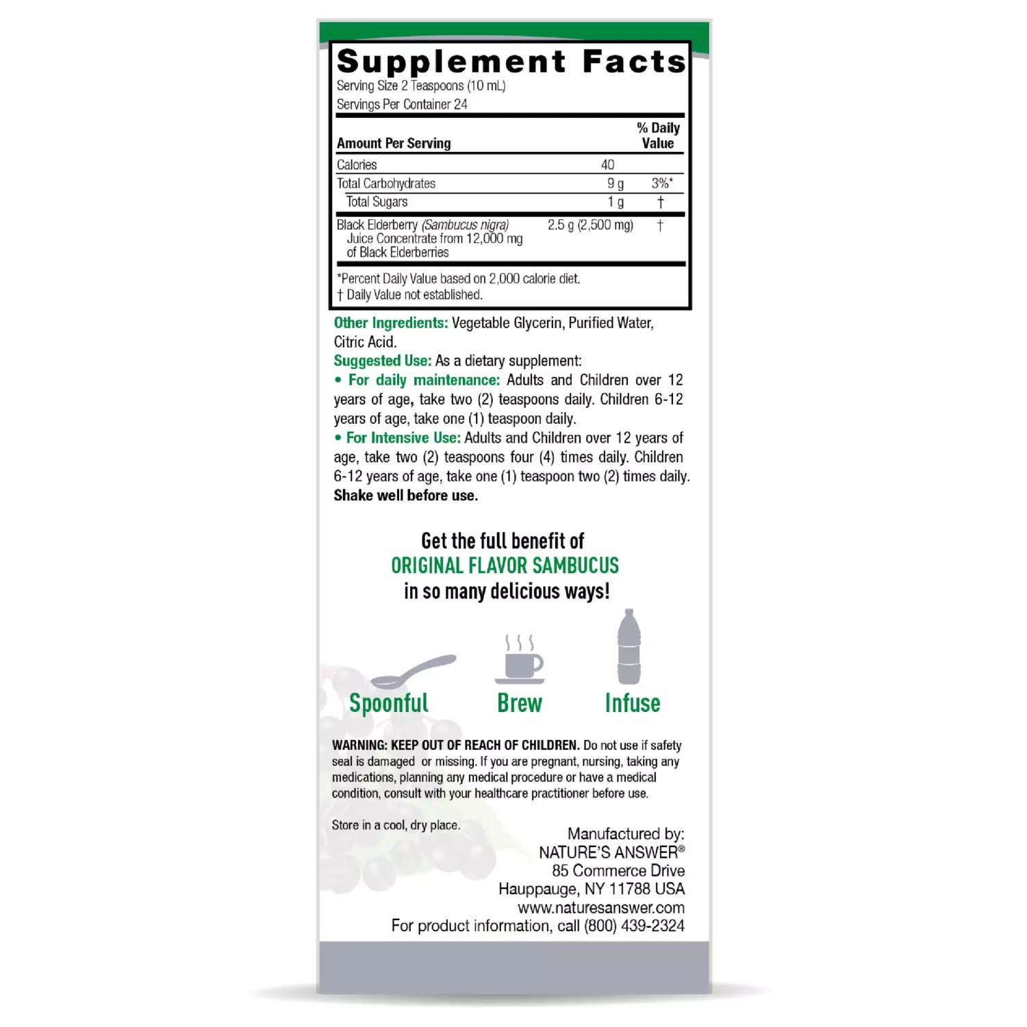 Nature's Answer Sambucus Black Elderberry 240ml