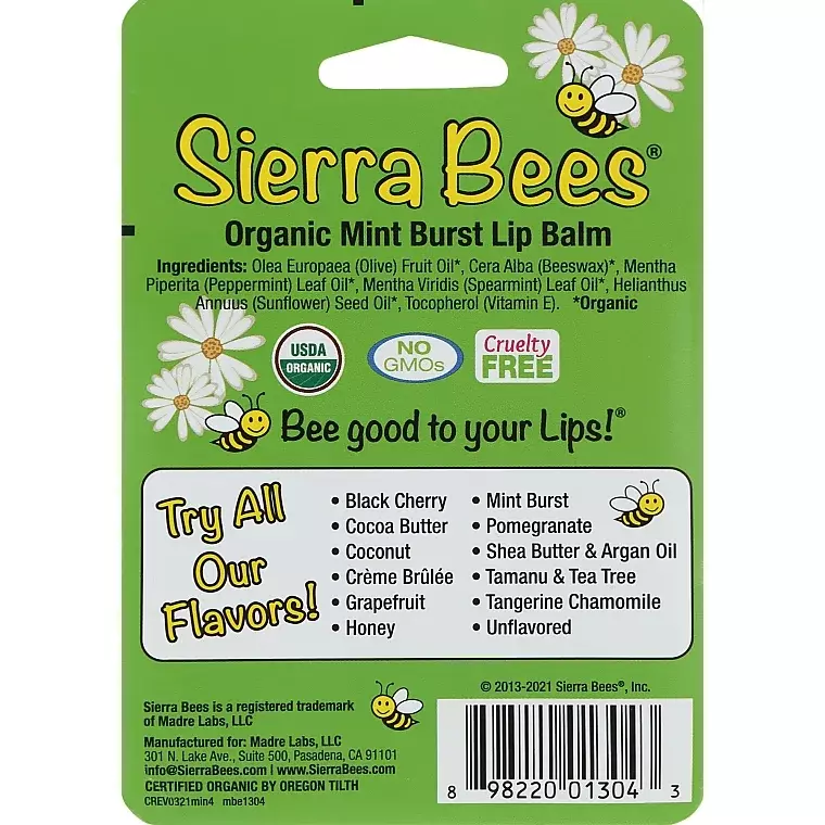 Sierra Bees Organic Mint Burst lip Balm 4 Pack (4.25 gm)