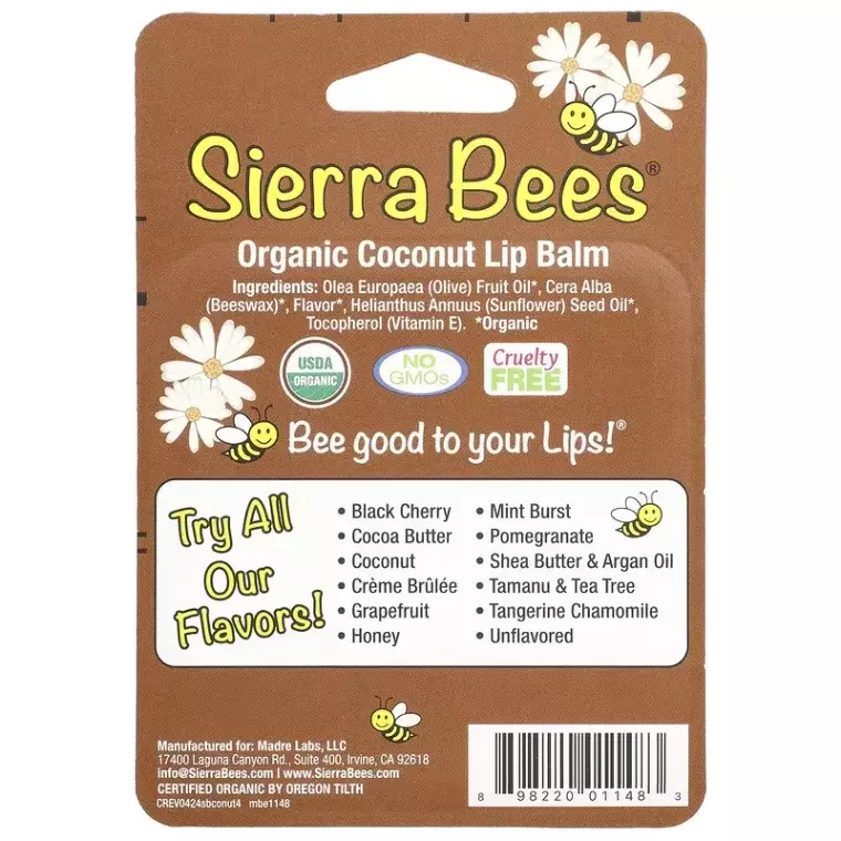 Sierra Bees Organic Coconut Lip Balm 4pc (4.25gm)