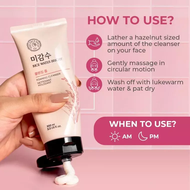 The Face Shop Rice Water Bright Foaming Cleanser (100ml)