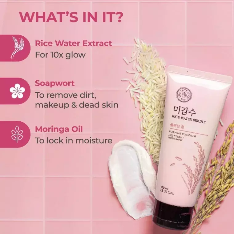 The Face Shop Rice Water Bright Foaming Cleanser (100ml)