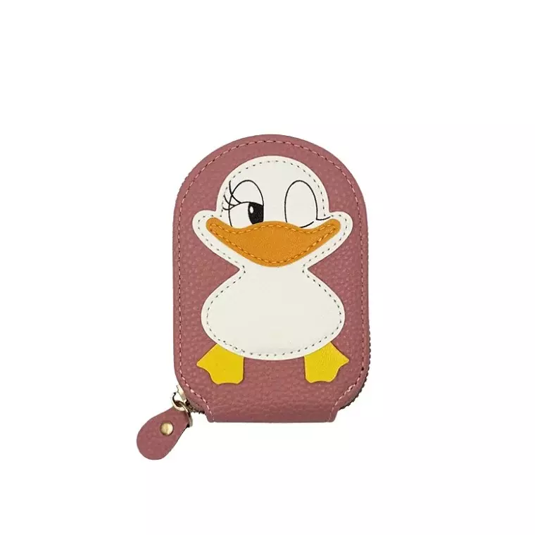 Blink Wallet Card Holder, Cute Duck Small Minimalist Leather Credit for Women - Pink