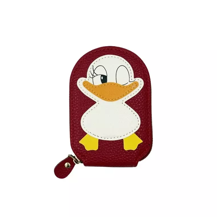 Blink Wallet Card Holder, Cute Duck Small Minimalist Leather Credit for Women - Red