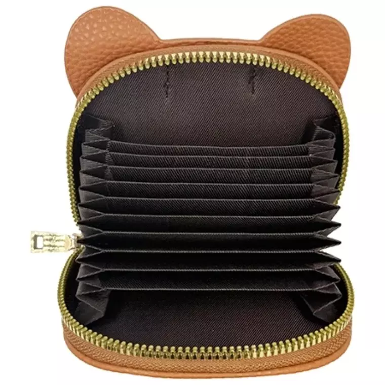 Blink Wallet Card Holder, Cute Elephant Small Minimalist Leather Credit for Women - Brown