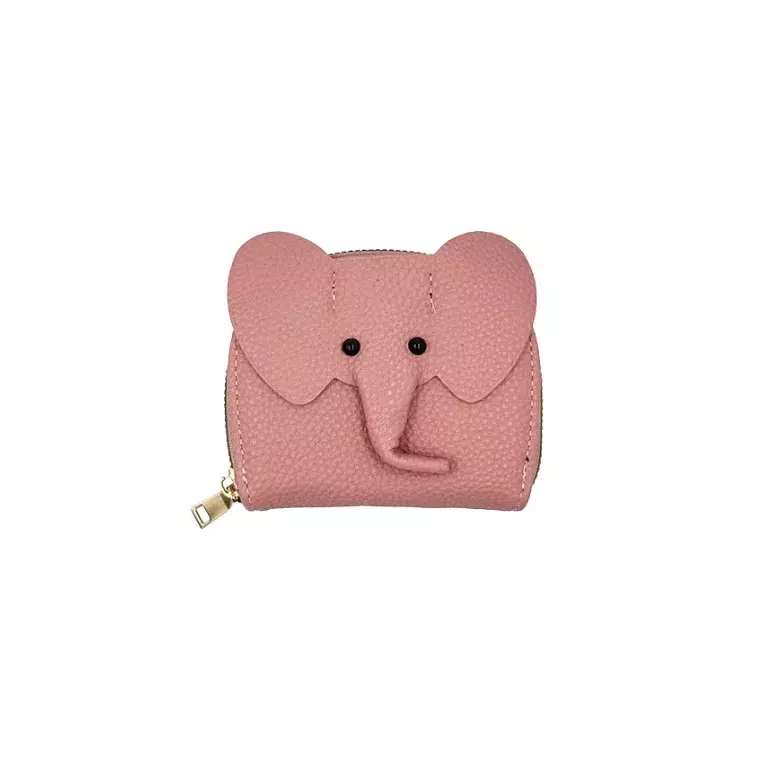 Blink Wallet Card Holder, Cute Elephant Small Minimalist Leather Credit for Women - Pink