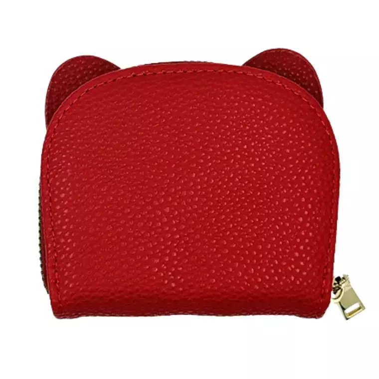 Blink Wallet Card Holder, Cute Elephant Small Minimalist Leather Credit for Women - Red