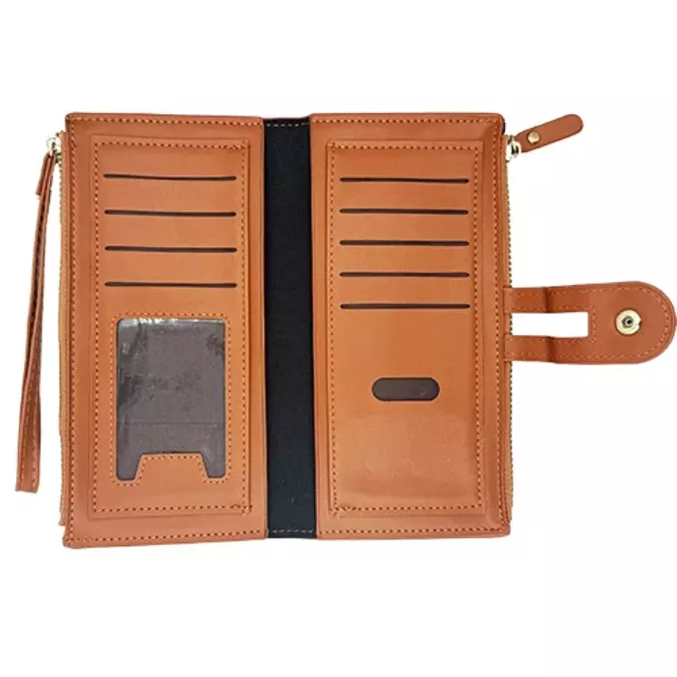 Forever Memory Multi-Card Long Zipper Coin Purse - BROWN