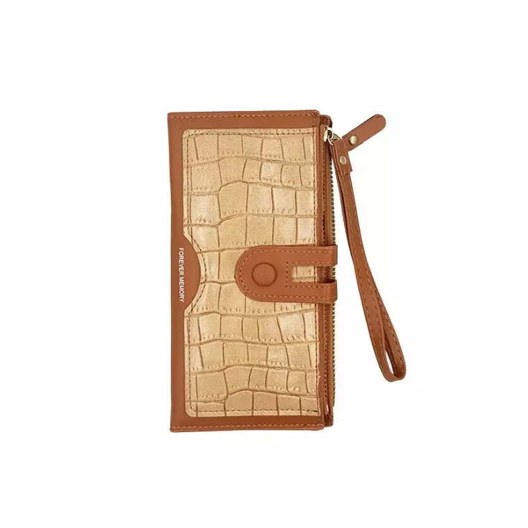 Forever Memory Multi-Card Long Zipper Coin Purse - BROWN