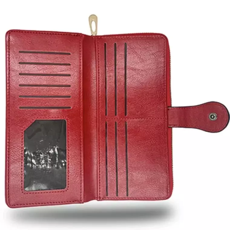 Inbery Women’s Long Multi‑Card Wrist Bag - RED