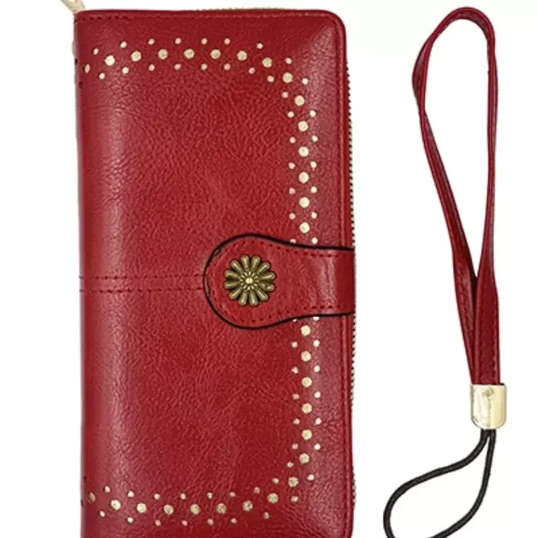 Inbery Women’s Long Multi‑Card Wrist Bag - RED