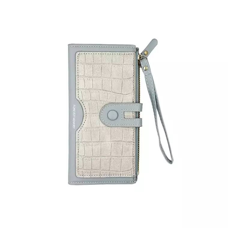 Forever Memory Multi-Card Long Zipper Coin Purse - Blue