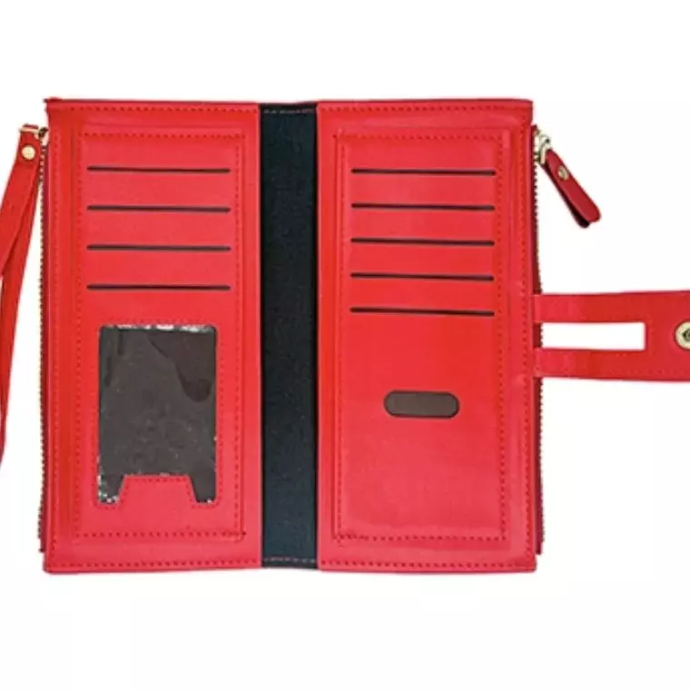 Forever Memory Multi-Card Long Zipper Coin Purse - RED