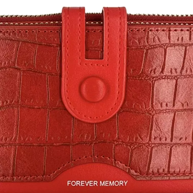 Forever Memory Multi-Card Long Zipper Coin Purse - RED