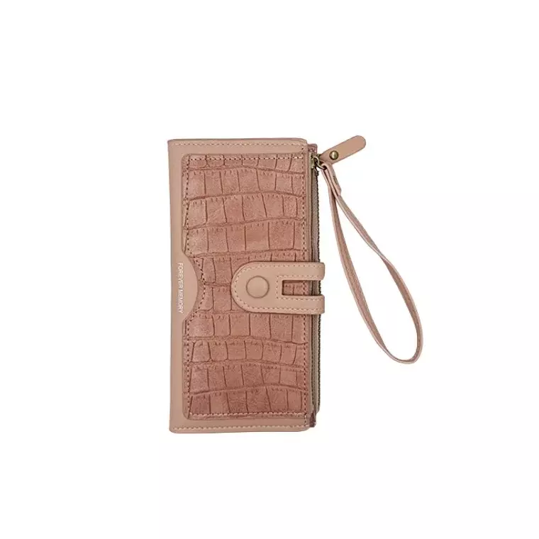 Forever Memory Multi-Card Long Zipper Coin Purse -PINK