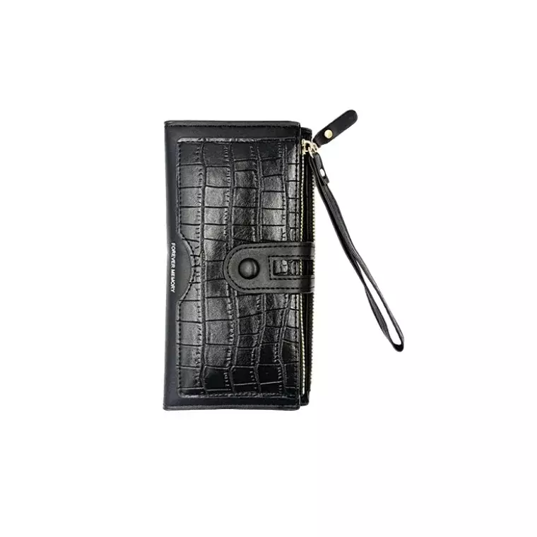 Forever Memory Multi-Card Long Zipper Coin Purse - BLACK