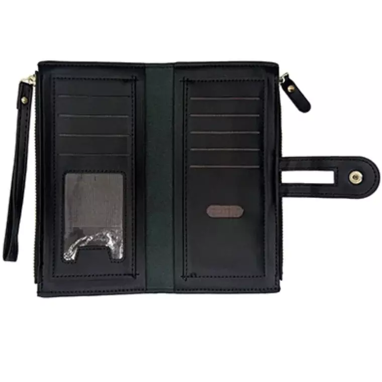 Forever Memory Multi-Card Long Zipper Coin Purse - BLACK