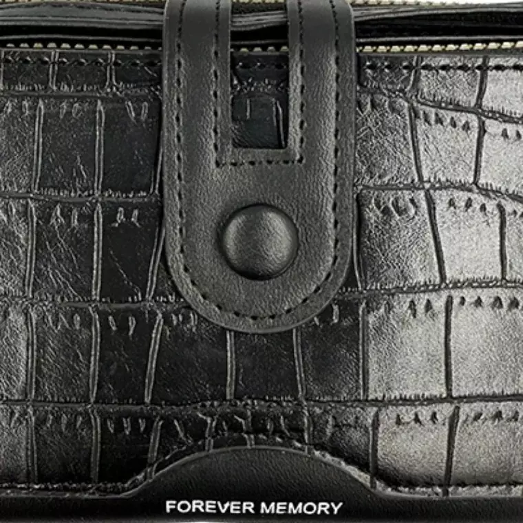 Forever Memory Multi-Card Long Zipper Coin Purse - BLACK
